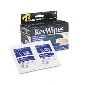 KeyWipes Keyboard & Hand Cleaner Wet Wipes, 5 x 6 7/8, 18/Boxread 