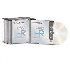 Fuji 25302261 - General Use DVD-R Discs, 4.7GB, 16x, w/Slim Jewel Cases, Silver, 10/Pack