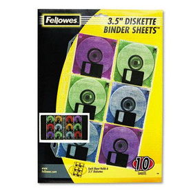 Fellowes 95371 - 3-1/2 Diskette Refill Sheets, Pockets for Three-Ring Binder, Clear, 10/Pack