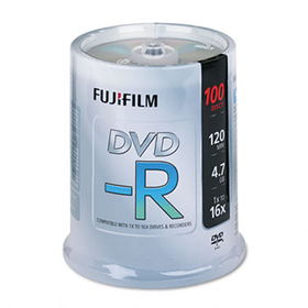 Fuji 25303101 - DVD-R Discs, 4.7GB, 16x, Spindle, Silver, 100/Pack