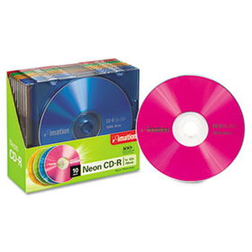 imation 15794 - CD-R Discs, 700MB/80min, 40x, w/Slim Jewel Cases, Assorted Neon, 10/Pack