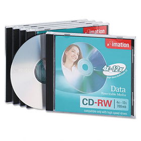 CD-RW Discs, 700MB/80min, 12x, w/Jewel Cases, Silver, 5/Pack