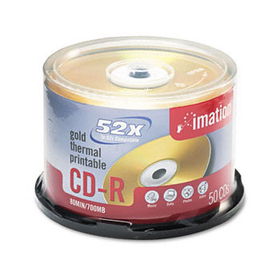 CD-R Discs, 700MB/80min, 52x, Spindle, Gold, 50/Pack