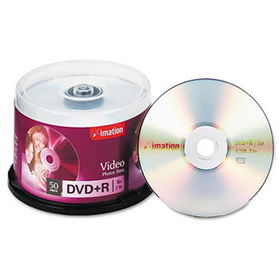 DVD+R Recordable Discs on Spindle, 4.7GB, Silver, 50/Packimation 