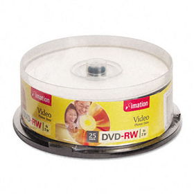 DVD-RW Discs, 4.7GB, 4x, Spindle, Silver, 25/Pack