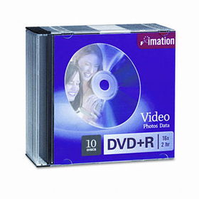 imation 17616 - DVD+R Discs, 4.7GB, 16x, w/Slim Jewel Cases, Silver, 10/Pack