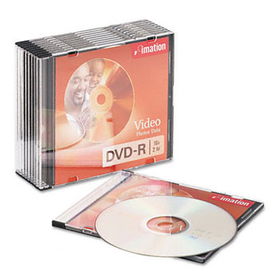DVD-R Discs, 4.7GB, 16x, Slim Jewel Cases, Silver, 10/Packimation 