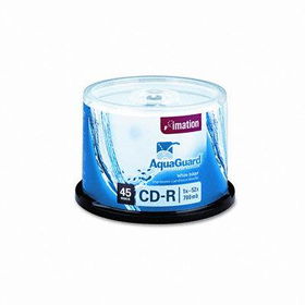 imation 26129 - Inkjet Printable CD-R Discs, 700MB/80min, Spindle, Matte White, 45/Pack