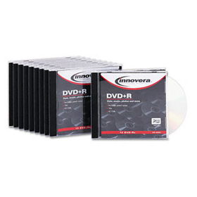 DVD+R Discs, 4.7GB, 16x, w/Slim Jewel Cases, Silver, 10/Packinnovera 