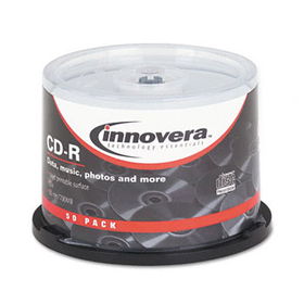 Innovera 77855 - CD-R Discs w/Printable Surface, 700MB/80min, 52x, Spindle, Matte White, 50/Packinnovera 