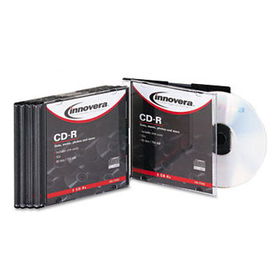 Innovera 77905 - CD-R Discs, 700MB/80min, 52x, w/Slim Cases, Silver Branded Surface, 5/Pack