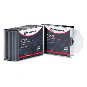 Innovera 77910 - CD-R Discs, 700MB/80min, 52x, w/Slim Cases, Branded Surface, Silver, 10/Pack