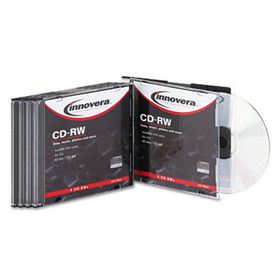 Innovera 78805 - CD-RW Discs, 700MB/80min, 12x, Silver Branded Surface w/Slim Cases, 5/Pack