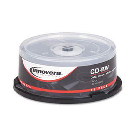 CD-RW Discs, 700MB/80min, 12x, Spindle, Silver, 25/Packinnovera 