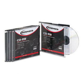 Innovera 78854 - CD-RW Discs, 700MB/80min, 12x, w/Slim Cases, Blank Surface, Silver, 5/Pack