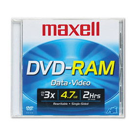 Maxell 636070 - DVD-RAM Disc, 4.7GB, 3x, w/Jewel Case, Silvermaxell 