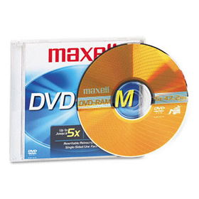 Maxell 636082 - Rewritable DVD-RAM Disc, 4.7GB, 5x, w/Jewel Case, Silvermaxell 