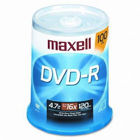 DVD-R Discs, 4.7GB, 16x, Spindle, Gold, 100/Packmaxell 