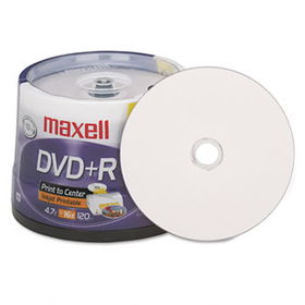 Maxell 639022 - Inkjet Printable DVD+R Discs, 4.7GB, 16x, Spindle, White, 50/Packmaxell 