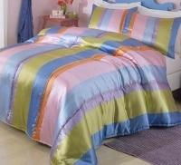 Cool Satin Stripe Full / Queen Comforter With 2 Shams