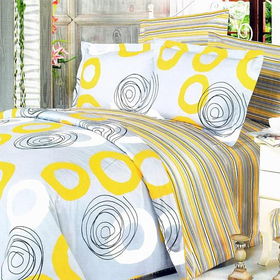 Blancho Bedding - [Yellow Whirl] 100% Cotton 3PC Duvet Cover Set (Twin Size)(Comforter not included)