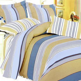 Blancho Bedding - [Golden Blue Stripes] 100% Cotton 3PC Duvet Cover Set (Twin Size)(Comforter not included)blancho 