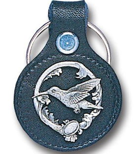 Small Leather & Pewter Key Ring - Hummingbird