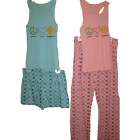 Women's Peace,Love and Happiness Short Pajama Set Case Pack 24women 