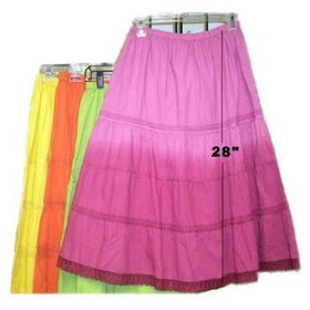 Ladies Tiered Ombre Skirt w/Lace (28") Case Pack 48