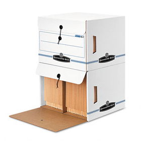 Side-Tab File Storage Box, Letter, 15-1/4 x 13-1/2 x 10-3/4, White/Blue, 12/Ctnbankers 