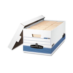 Stor/File Storage Box, Letter, Lift Lid , 12"" x 24"" x 10"", White/Blue 12/Carton