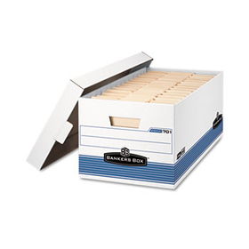 Stor/File Storage Box, Legal, Locking Lid, White/Blue, 12/Cartonbankers 