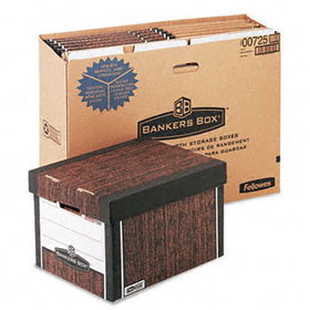 R-Kive Max Storage Box, Letter/Legal, Locking Lid, Woodgrain, 12/Carton