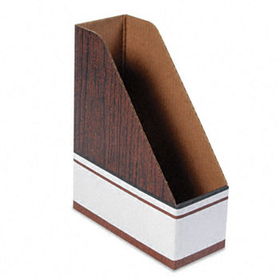 Corrugated Cardboard Magazine File, 4 x 9 x 11 1/2, Wood Grain, 12/Cartonbankers 