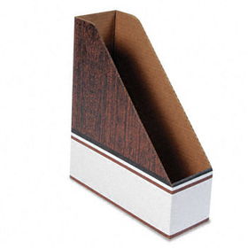 Corrugated Cardboard Magazine File, 4 x 11 x 12 3/4, Wood Grain, 12/Cartonbankers 