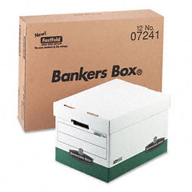 R-Kive Max Storage Box, Letter/Legal, Locking Lid, White/Green, 12/Cartonbankers 