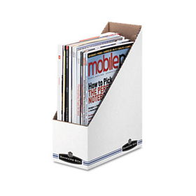Corrugated Cardboard Magazine File, 4 x 9 1/4 x 11 3/4, White, 12/Carton
