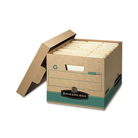 Stor/File Extra Strength Storage Box, Letter/Legal, Kraft/Green, 12/Carton