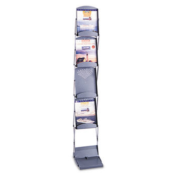 Portable Folding Literature Display, 10w x 13-1/4d x 56h, Metallic Gray
