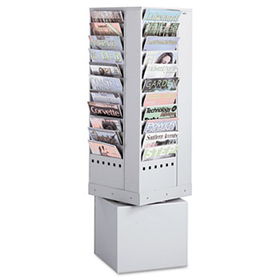 Safco 4324GR - Steel Rotary Magazine Rack, 44 Compartments, 14w x 14d x 48h, Gray
