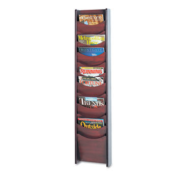Solid Wood Wall-Mount Literature Display Rack, 11-1/4w x 3-3/4d x 48h, Mahoganysafco 