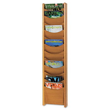 Solid Wood Wall-Mount Literature Display Rack, 11-1/4 x 3-3/4 x 48, Medium Oaksafco 