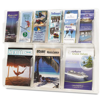 Reveal Clear Literature Displays, 9 Compartments, 30w x 2d x 22-1/2h, Clearsafco 