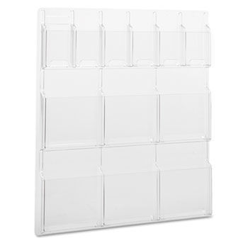 Reveal Clear Literature Displays, 12 Compartments, 30w x 2d x 34-3/4h, Clear