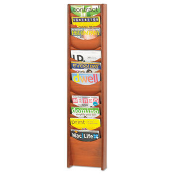 Solid Wood Wall-Mount Literature Display Rack, 11-1/4 x 3-3/4 x 48 3/4, Cherry