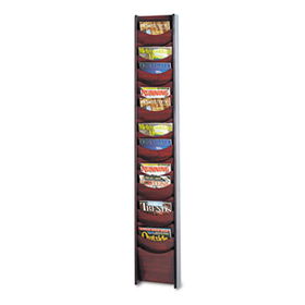 Safco 4333MH - Solid Wood Wall-Mount Literature Display Rack, 11-1/4w x 3-3/4d x 66h, Mahogany