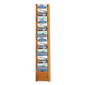 Solid Wood Wall-Mount Literature Display Rack, 11-1/4 x 3-3/4 x 66, Medium Oak