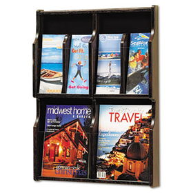 Safco 5710MB - Expose Literature Display, 6 Compartments, 20-1/4w x 2-1/2d x 26h, Mahogany/BLKsafco 