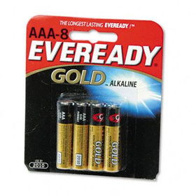 Eveready A92BP8 - Gold Alkaline Batteries, AAA, 8 Batteries/Pack