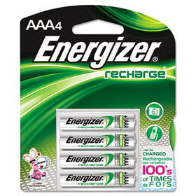 e NiMH Rechargeable Batteries, AAA, 4 Batteries/Pack